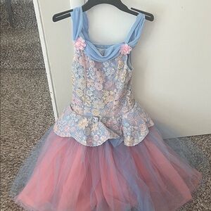 Floral Blue and Pink Ballet Costume